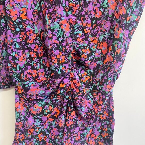 Zara Floral Gathered Ruched Ruffle Dress - Picture 11 of 14